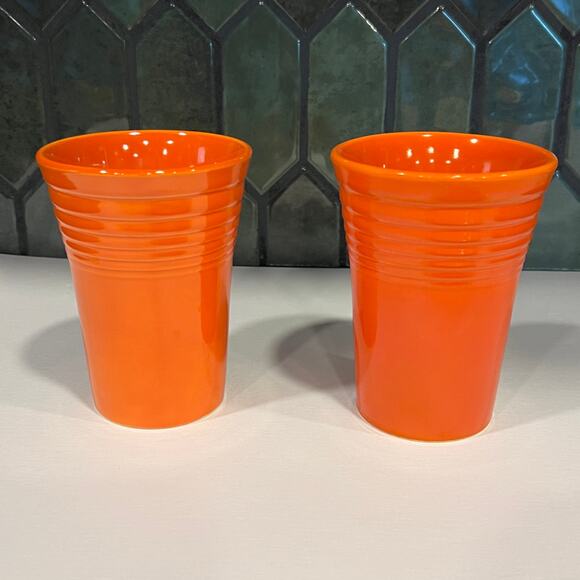 Vintage Fiesta Water Tumbler Original Red Orange Homer Laughlin - Picture 1 of 7